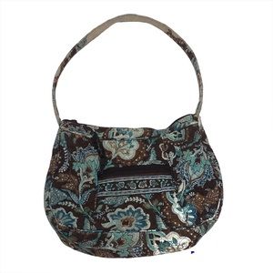 Vera Bradley Java Blue turquoise and brown bag retired pattern 9”x11”